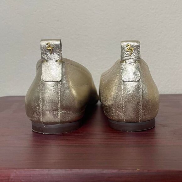 Naturalizer 27 Edit Carla Gold Metallic Leather Square Toe Ballet Flats Size 7 - Picture 4 of 8